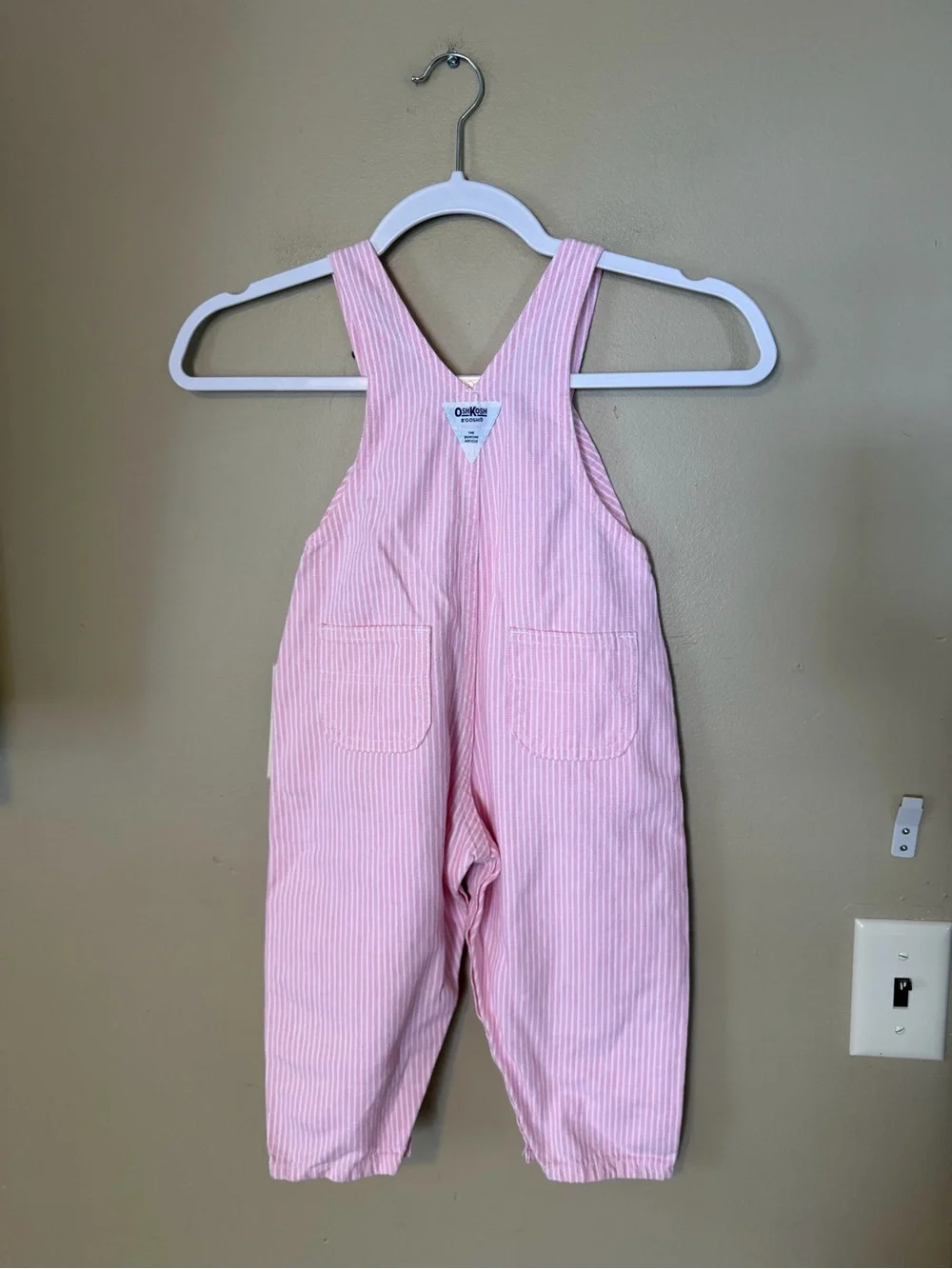 OshKosh B'gosh Vintage Made in US Pink Railroad Striped Overalls NEW